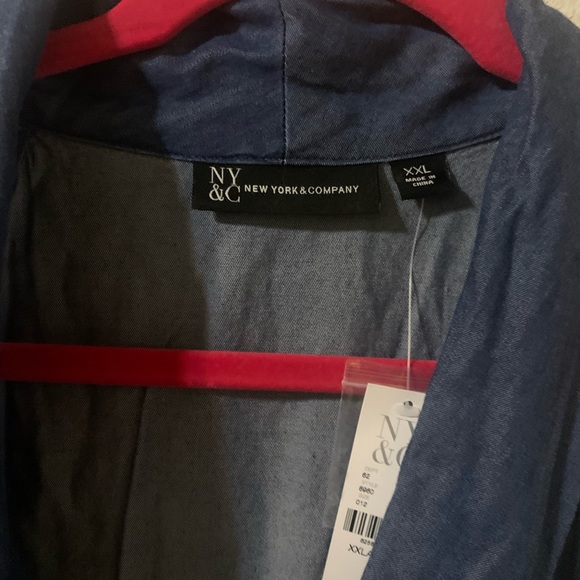 NY&C Chambray Shawl-Collar Tie-Front Jumpsuit Blue Size XXL - Picture 3 of 10